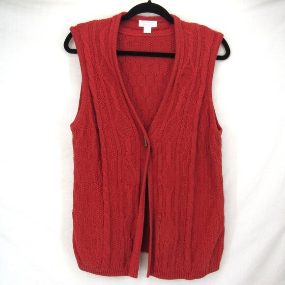 Christopher & Banks Women's Sleeveless Vest Burn Orange w/Toggle Button Size XL - Picture 1 of 10